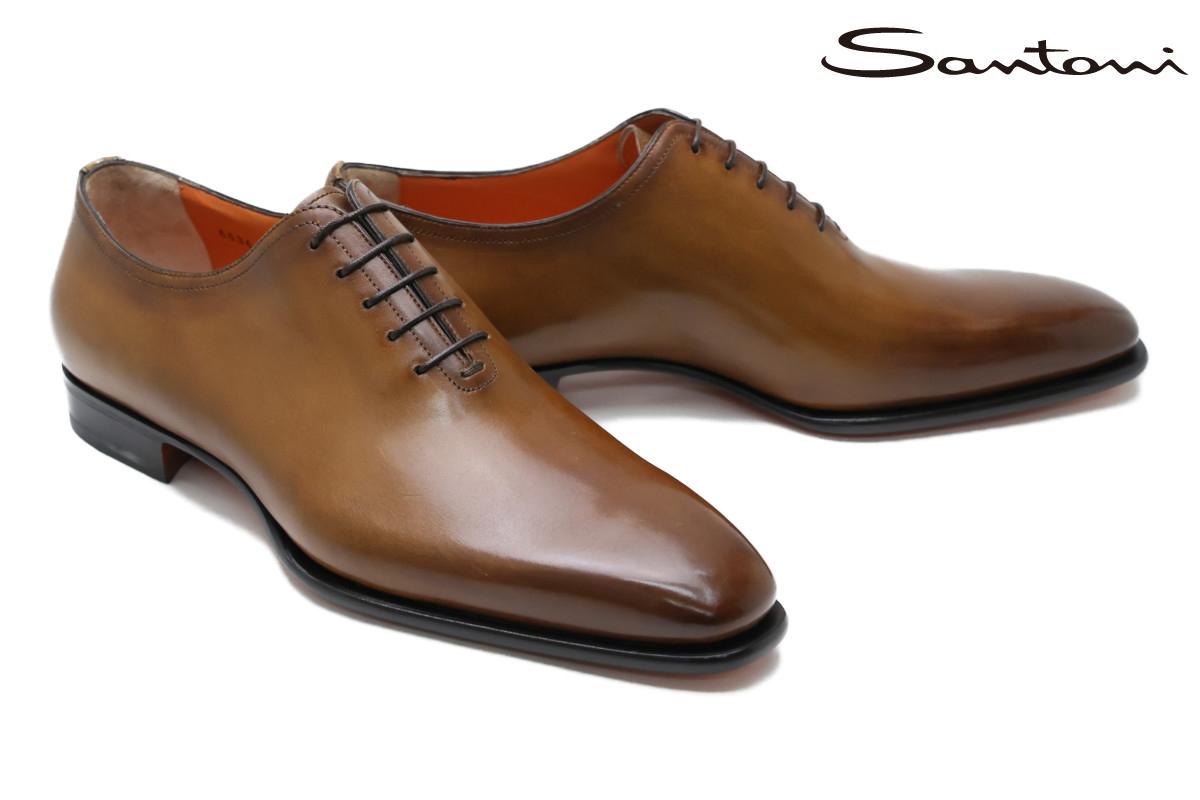 新品 サントーニ Santoni ドレスシューズ/革靴/正規 9.5（5154)アウトソール最大幅10ｃｍ